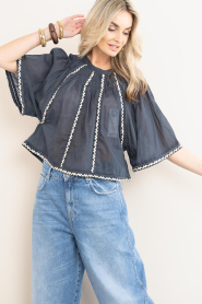 by-bar |  Top with embroidery Emmi | black | Picture 5