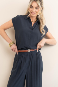 by-bar |  Viscose blouse Kiek | dark blue | Picture 2