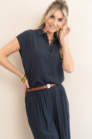 by-bar |  Viscose blouse Kiek | dark blue | Picture 4