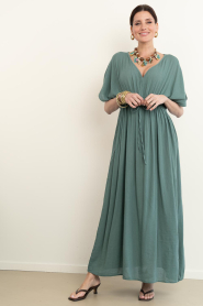 by-bar |  Viscose mix maxi dress Long | dark green | Picture 2