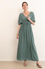 by-bar |  Viscose mix maxi dress Long | dark green | Picture 4