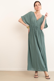 by-bar |  Viscose mix maxi dress Long | dark green | Picture 5