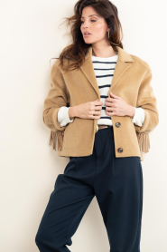 Alter Ego |  Woolen jacket with fringes Billie | camel | Picture 7