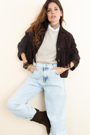 Alter Ego :  Suede jacket with fringes Darcy | brown - img2