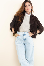 Alter Ego :  Suede jacket with fringes Darcy | brown - img4