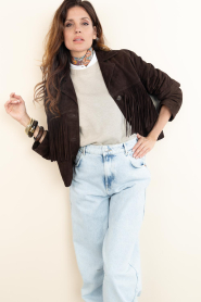 Alter Ego :  Suede jacket with fringes Darcy | brown - img5