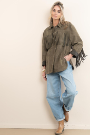 Alter Ego :  Suede blouse/jacket Ginny | dark green - img3