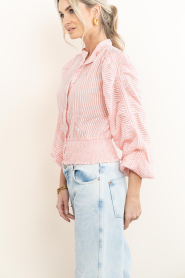 Aaiko |  Checkered blouse with puffed sleeves Beaudine | pink | Picture 7