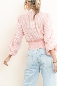 Aaiko |  Checkered blouse with puffed sleeves Beaudine | pink | Picture 8