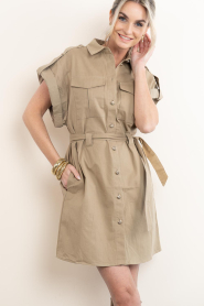 Aaiko |  Mini dress with bow belt Joyce | green | Picture 5