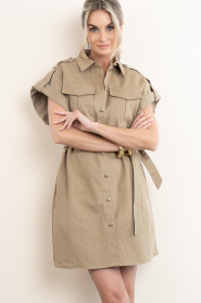 Aaiko |  Mini dress with bow belt Joyce | green | Picture 7