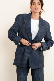 Aaiko |  Pinstripe blazer with elastic waistband Brynn | dark blue | Picture 4