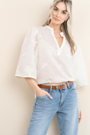 Aaiko |  Sheer top with embroidery Kris | natural | Picture 2