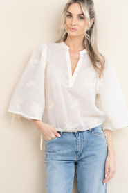 Aaiko |  Sheer top with embroidery Kris | natural | Picture 4