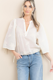 Aaiko |  Sheer top with embroidery Kris | natural | Picture 5
