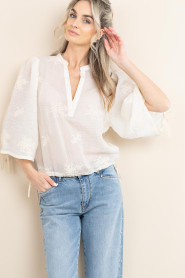 Aaiko |  Sheer top with embroidery Kris | natural | Picture 6