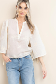 Aaiko |  Sheer top with embroidery Kris | natural | Picture 7