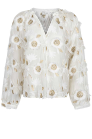 Aaiko |  Shiny top with embroidery Alanza | natural | Picture 1