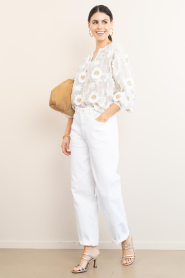 Aaiko |  Shiny top with embroidery Alanza | natural | Picture 3