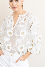 Aaiko |  Shiny top with embroidery Alanza | natural | Picture 8