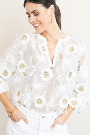 Aaiko |  Shiny top with embroidery Alanza | natural | Picture 9