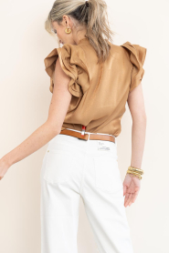 Aaiko |  Blouse with ruffles Gezana | camel | Picture 8