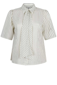 Aaiko |  Striped blouse with tie Veronne | natural | Picture 1