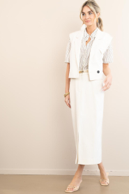 Aaiko |  Striped blouse with tie Veronne | natural | Picture 10