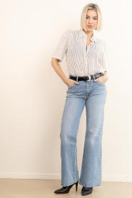 Aaiko |  Striped blouse with tie Veronne | natural | Picture 3