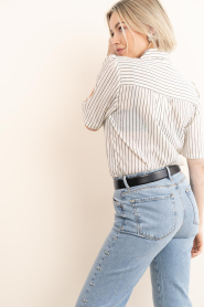 Aaiko |  Striped blouse with tie Veronne | natural | Picture 7