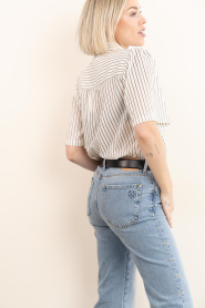 Aaiko |  Striped blouse with tie Veronne | natural | Picture 8