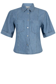 Aaiko |  Denim blouse with pinstripe Serene | blue  | Picture 1