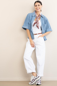 Aaiko |  Denim blouse with pinstripe Serene | blue  | Picture 3