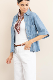 Aaiko |  Denim blouse with pinstripe Serene | blue  | Picture 5