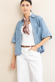 Aaiko |  Denim blouse with pinstripe Serene | blue  | Picture 6