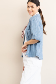 Aaiko |  Denim blouse with pinstripe Serene | blue  | Picture 7