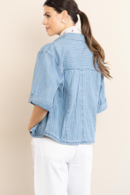 Aaiko |  Denim blouse with pinstripe Serene | blue  | Picture 8