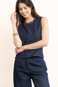 Copenhagen Muse |  Denim top with open back Jalynn | dark blue | Picture 4