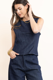 Copenhagen Muse |  Denim top with open back Jalynn | dark blue | Picture 5