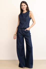 Copenhagen Muse |  Denim top with open back Jalynn | dark blue | Picture 3