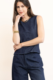 Copenhagen Muse |  Denim top with open back Jalynn | dark blue | Picture 2