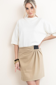 Copenhagen Muse |  Mini skirt with smocked detail Tailor | camel | Picture 4
