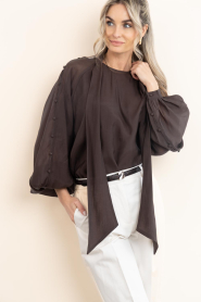 Copenhagen Muse |  Ciffon top with buttons Tilly | brown | Picture 2