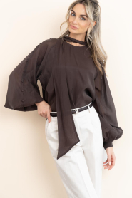 Copenhagen Muse |  Ciffon top with buttons Tilly | brown | Picture 4
