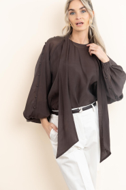 Copenhagen Muse |  Ciffon top with buttons Tilly | brown | Picture 5