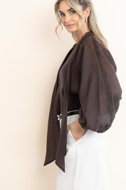 Copenhagen Muse |  Ciffon top with buttons Tilly | brown | Picture 6