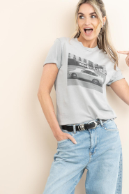 Elite Paris |  Washed T-shirt with print Car | grey | Picture 2