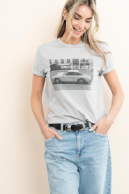Elite Paris |  Washed T-shirt with print Car | grey | Picture 4