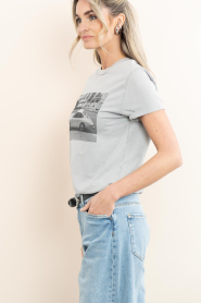 Elite Paris |  Washed T-shirt with print Car | grey | Picture 5