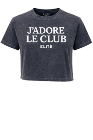 Elite Paris |  Cropped T-shirt with print Adore | black | Picture 1